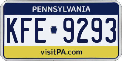 PA license plate KFE9293