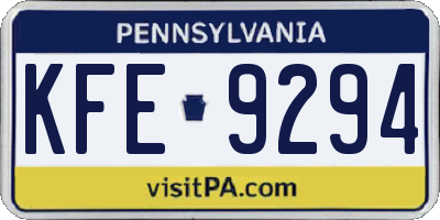 PA license plate KFE9294