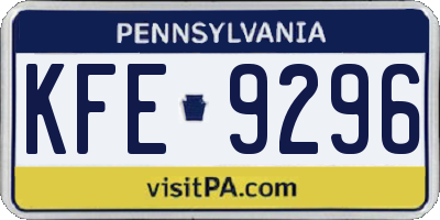 PA license plate KFE9296