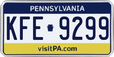 PA license plate KFE9299