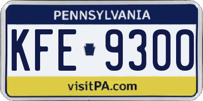 PA license plate KFE9300
