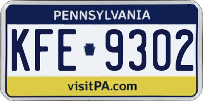 PA license plate KFE9302