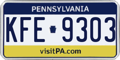 PA license plate KFE9303