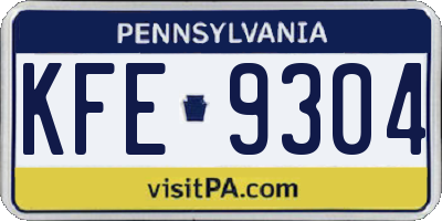 PA license plate KFE9304