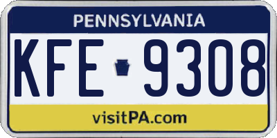 PA license plate KFE9308