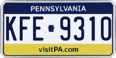 PA license plate KFE9310