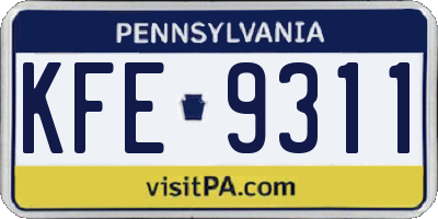 PA license plate KFE9311