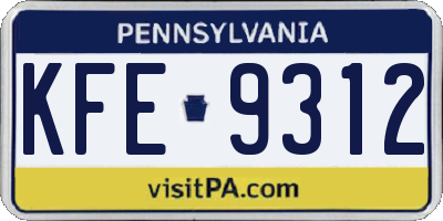 PA license plate KFE9312