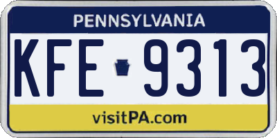 PA license plate KFE9313