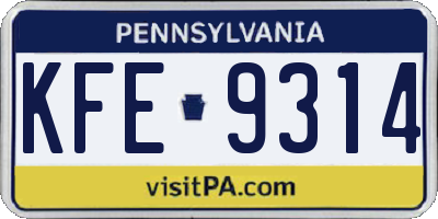 PA license plate KFE9314