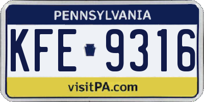 PA license plate KFE9316