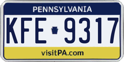 PA license plate KFE9317