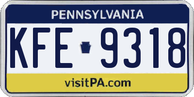 PA license plate KFE9318