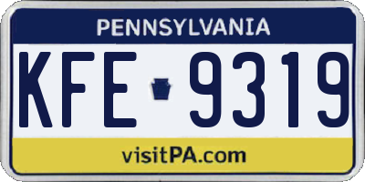 PA license plate KFE9319