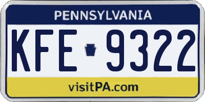 PA license plate KFE9322