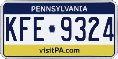 PA license plate KFE9324