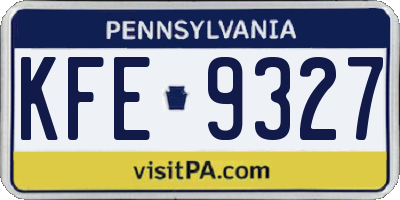 PA license plate KFE9327