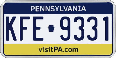 PA license plate KFE9331