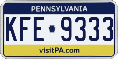 PA license plate KFE9333