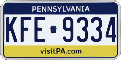 PA license plate KFE9334