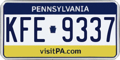 PA license plate KFE9337