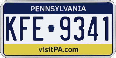 PA license plate KFE9341