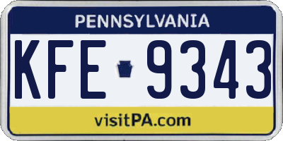 PA license plate KFE9343