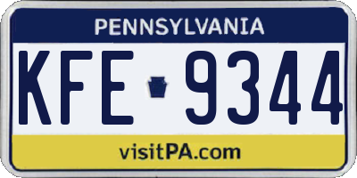 PA license plate KFE9344