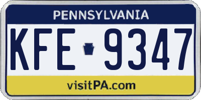 PA license plate KFE9347