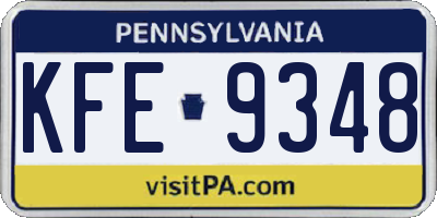 PA license plate KFE9348