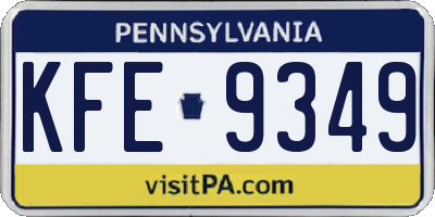 PA license plate KFE9349