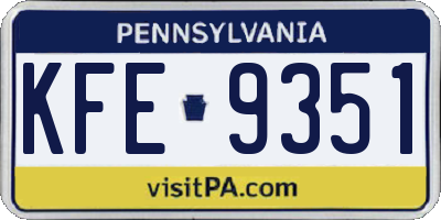 PA license plate KFE9351