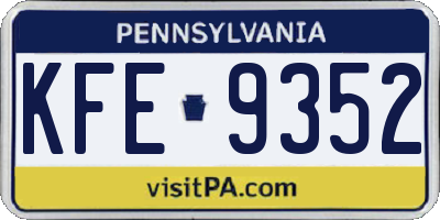 PA license plate KFE9352