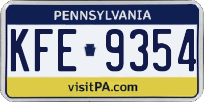 PA license plate KFE9354