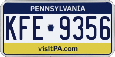 PA license plate KFE9356