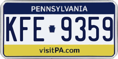 PA license plate KFE9359