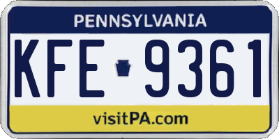 PA license plate KFE9361