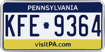 PA license plate KFE9364