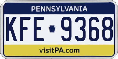 PA license plate KFE9368