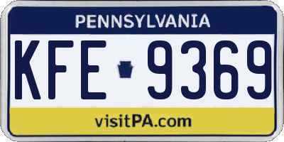 PA license plate KFE9369