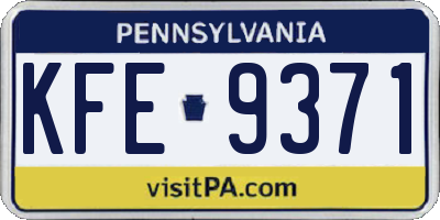 PA license plate KFE9371