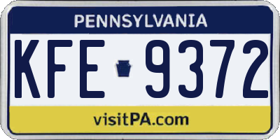 PA license plate KFE9372