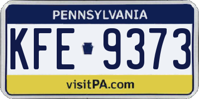 PA license plate KFE9373