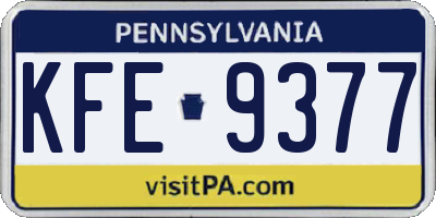 PA license plate KFE9377