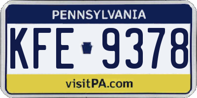 PA license plate KFE9378