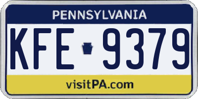 PA license plate KFE9379