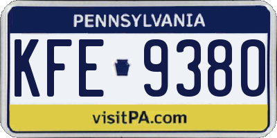 PA license plate KFE9380