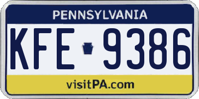 PA license plate KFE9386