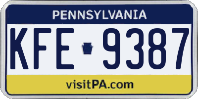 PA license plate KFE9387