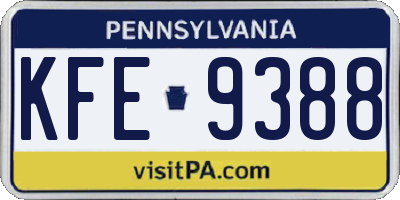 PA license plate KFE9388